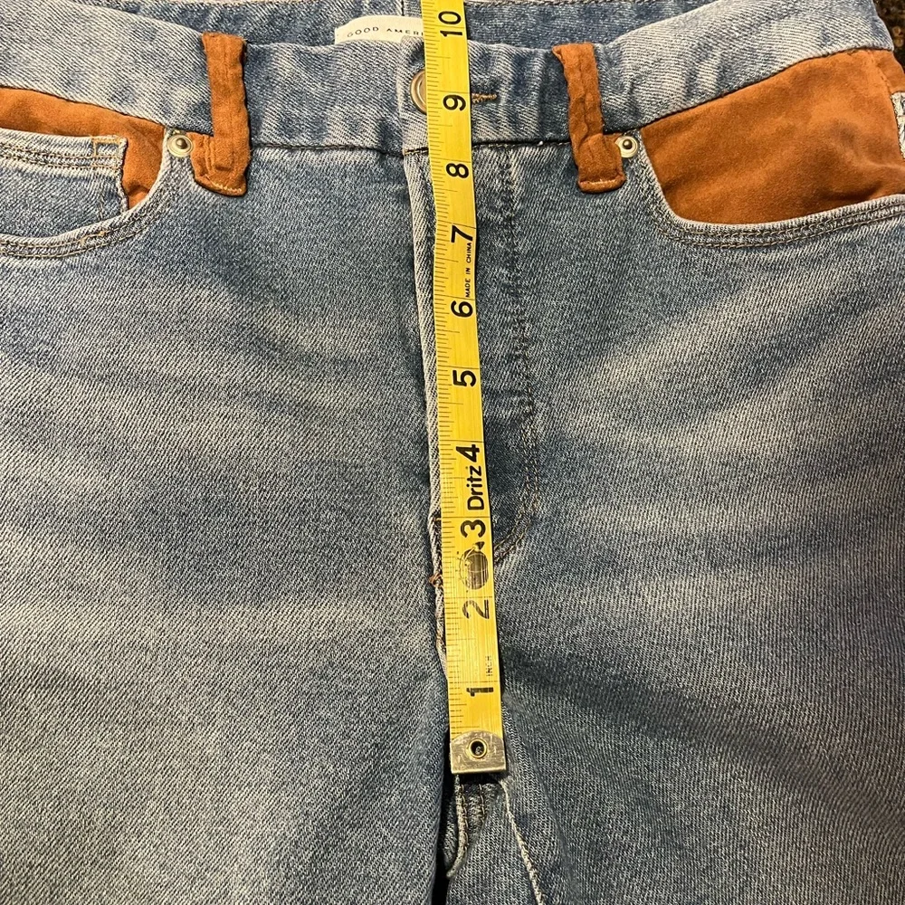 Good American Suede Mixing Skinny Jeans Size 4/27 Faux Vegan Western Cowgirl
